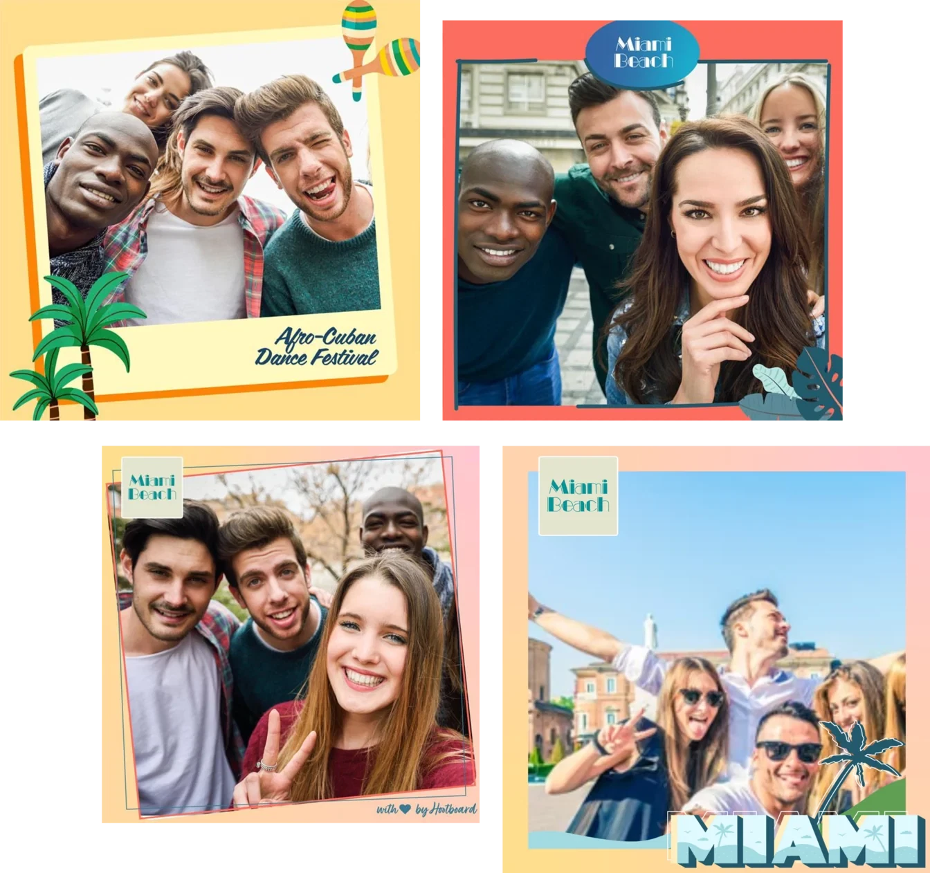 Visitor selfies framed with branded, seasonal overlays